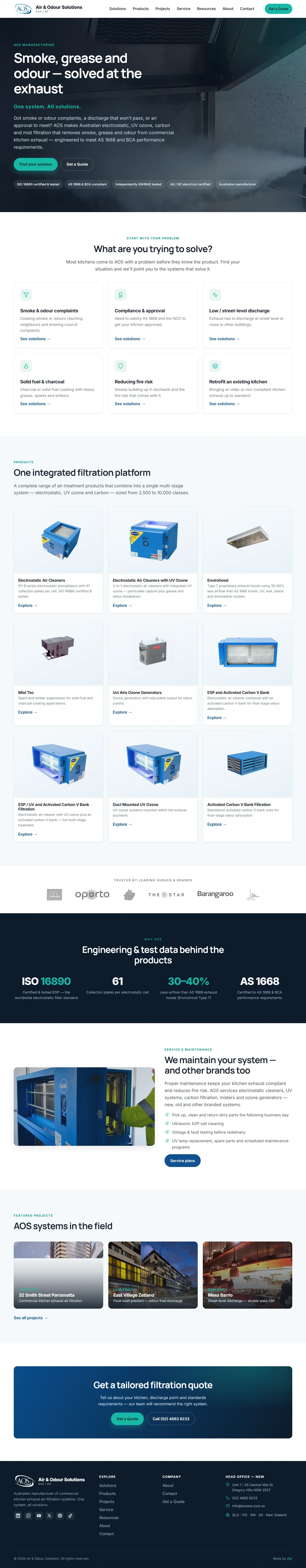 The AOS Australia homepage